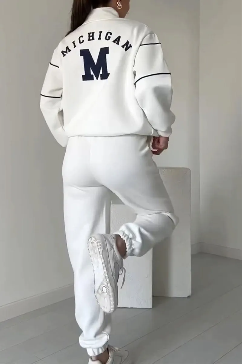 Women's Zip Neck Top and Tapered Jogger Set