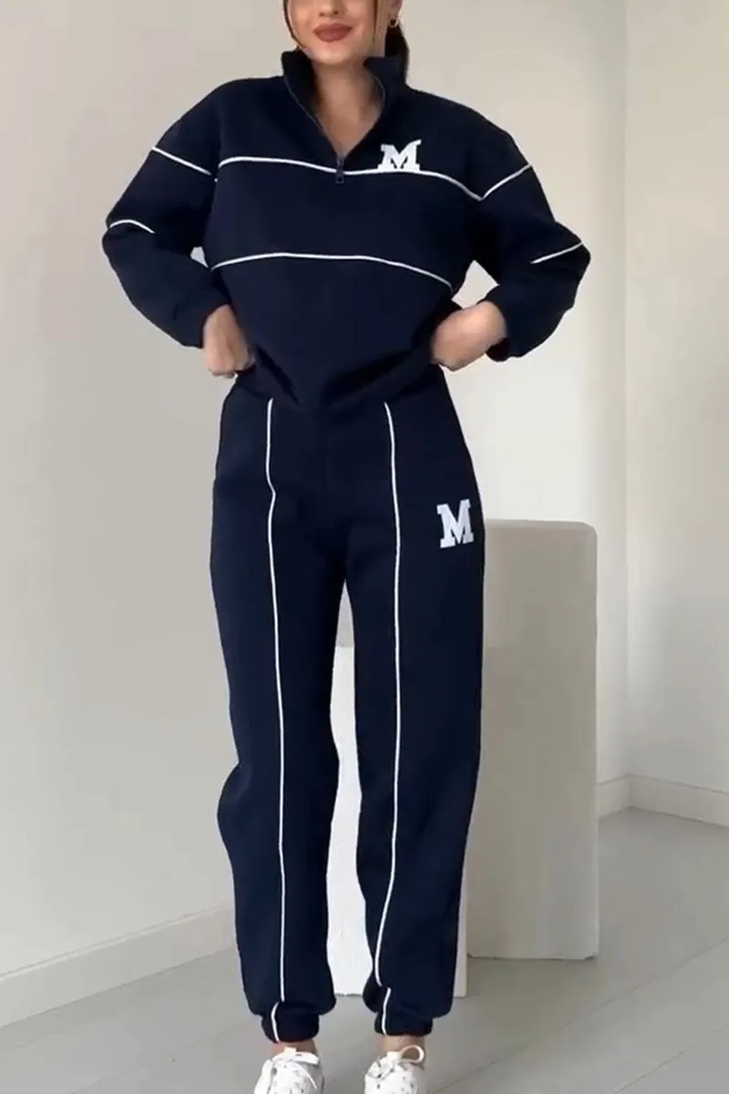 Women's Zip Neck Top and Tapered Jogger Set