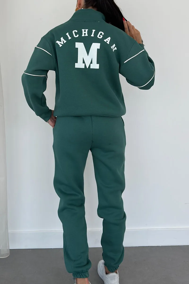 Women's Zip Neck Top and Tapered Jogger Set