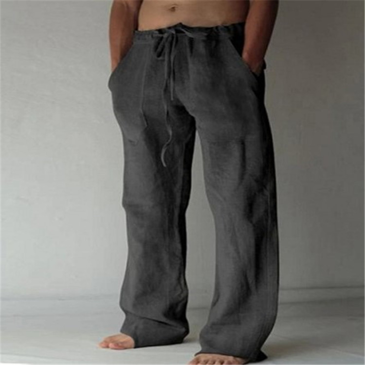Men's Wide-Leg Drawstring Trousers - Dark Gray