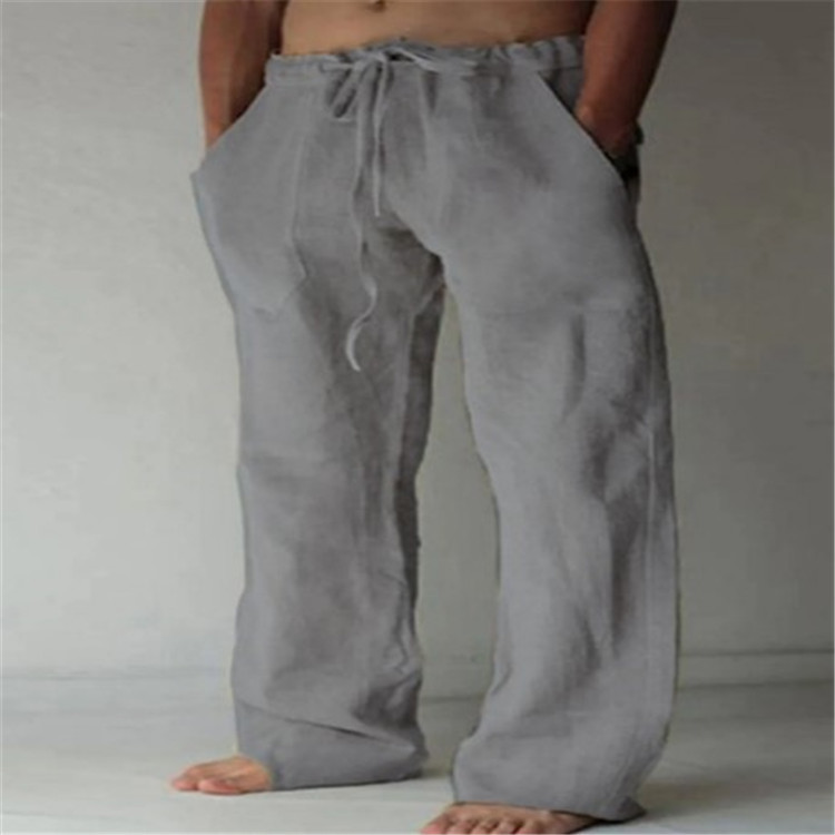 Men's Wide-Leg Drawstring Trousers - Gray