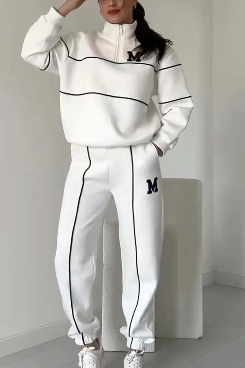Women's Zip Neck Top and Tapered Jogger Set