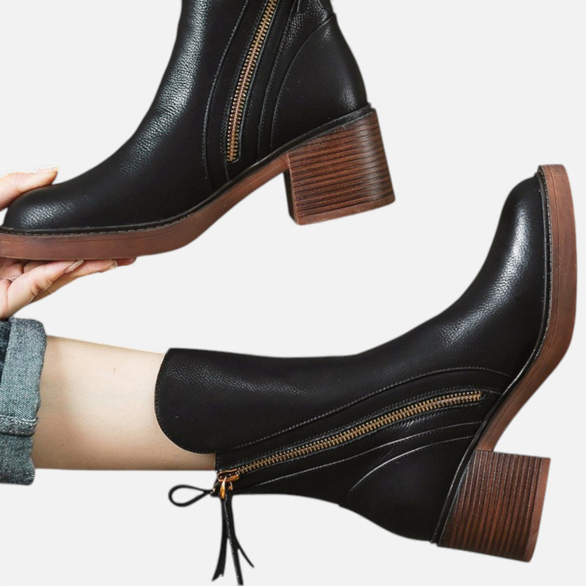 Women's Classic British Style Leather Ankle Boots