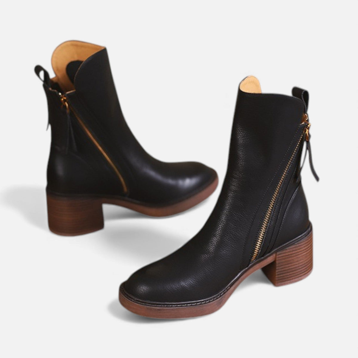 Women's Classic British Style Leather Ankle Boots