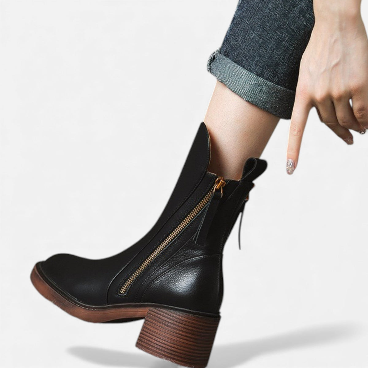 Women's Classic British Style Leather Ankle Boots