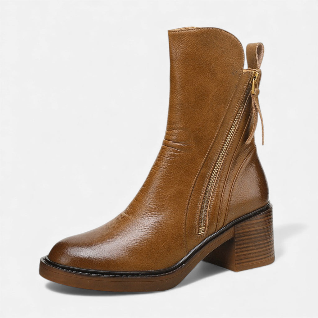 Women's Classic British Style Leather Ankle Boots