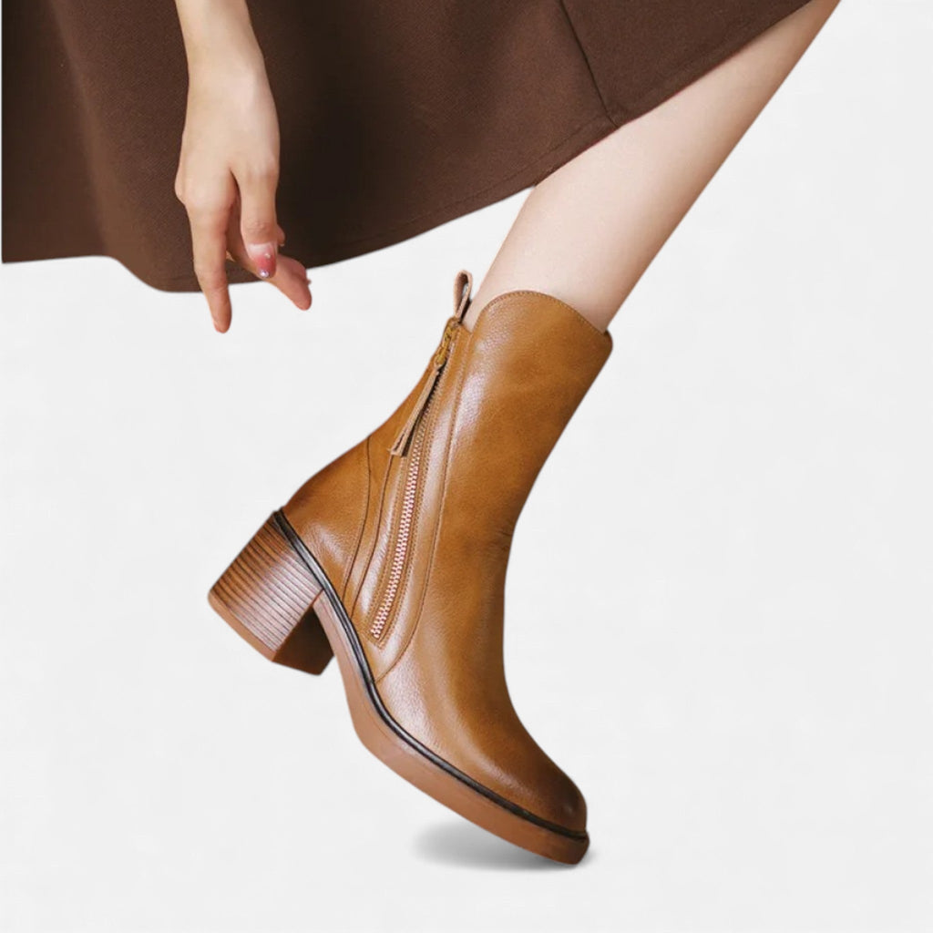 Women's Classic British Style Leather Ankle Boots
