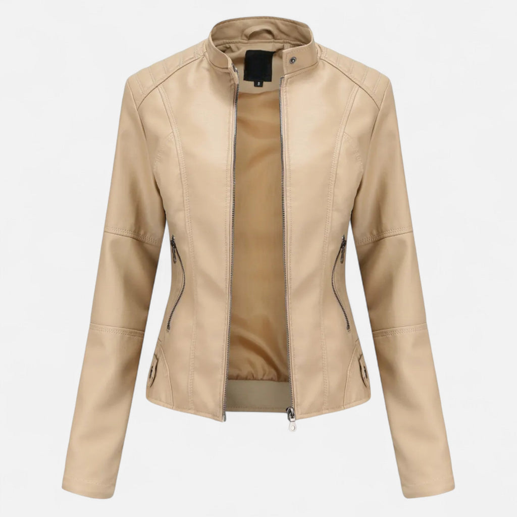 Women's Cropped Zip-Up Leather Jacket