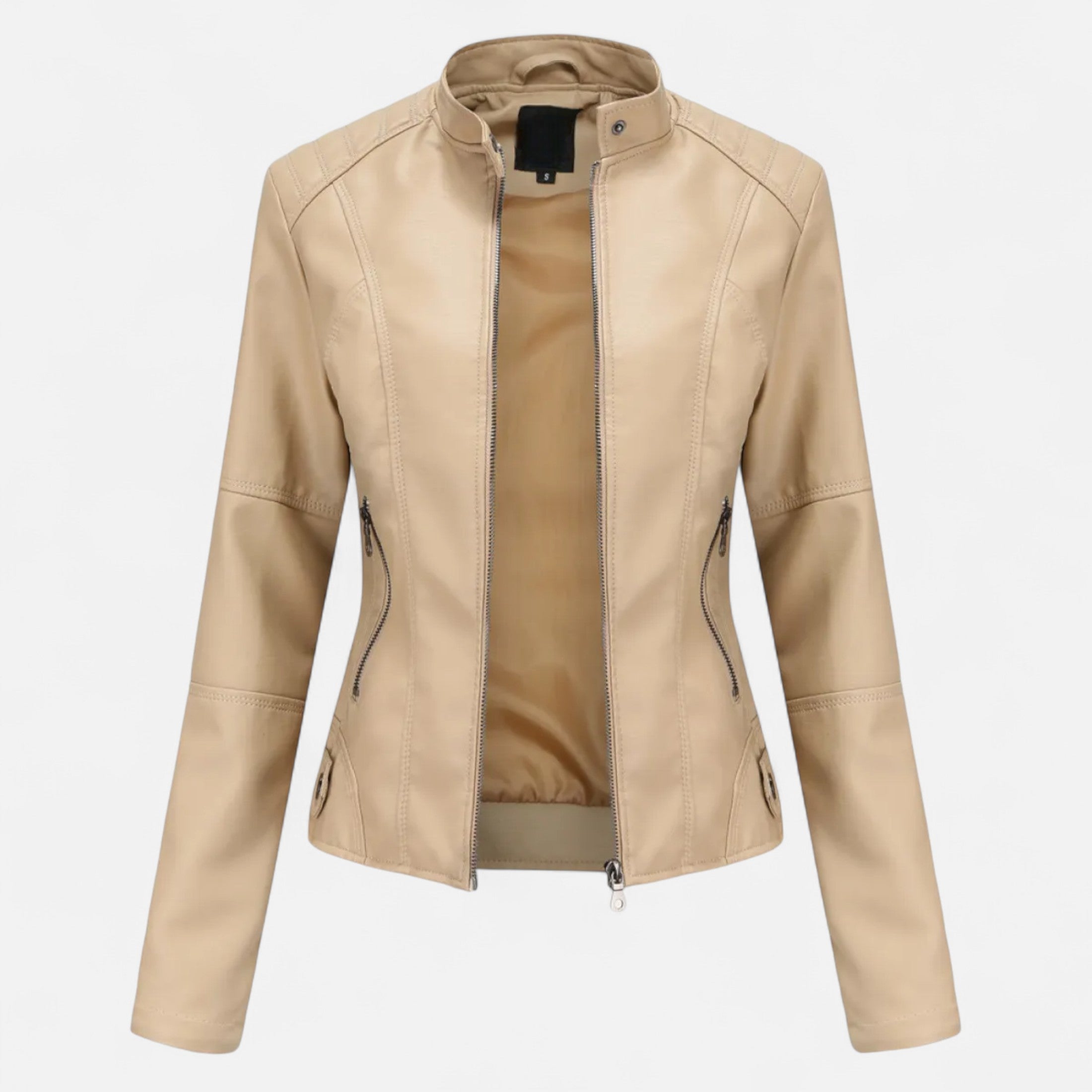 Women's Cropped Zip-Up Leather Jacket