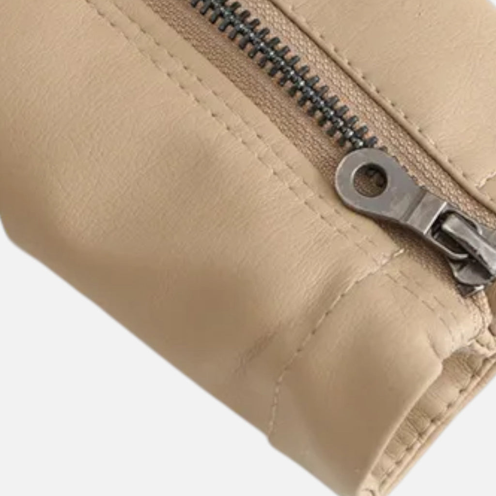Women's Cropped Zip-Up Leather Jacket