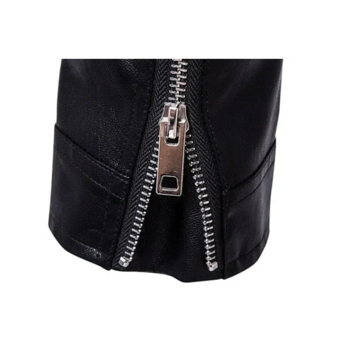 Men's Asymmetric Zip Leather Biker Jacket with Belted Waist