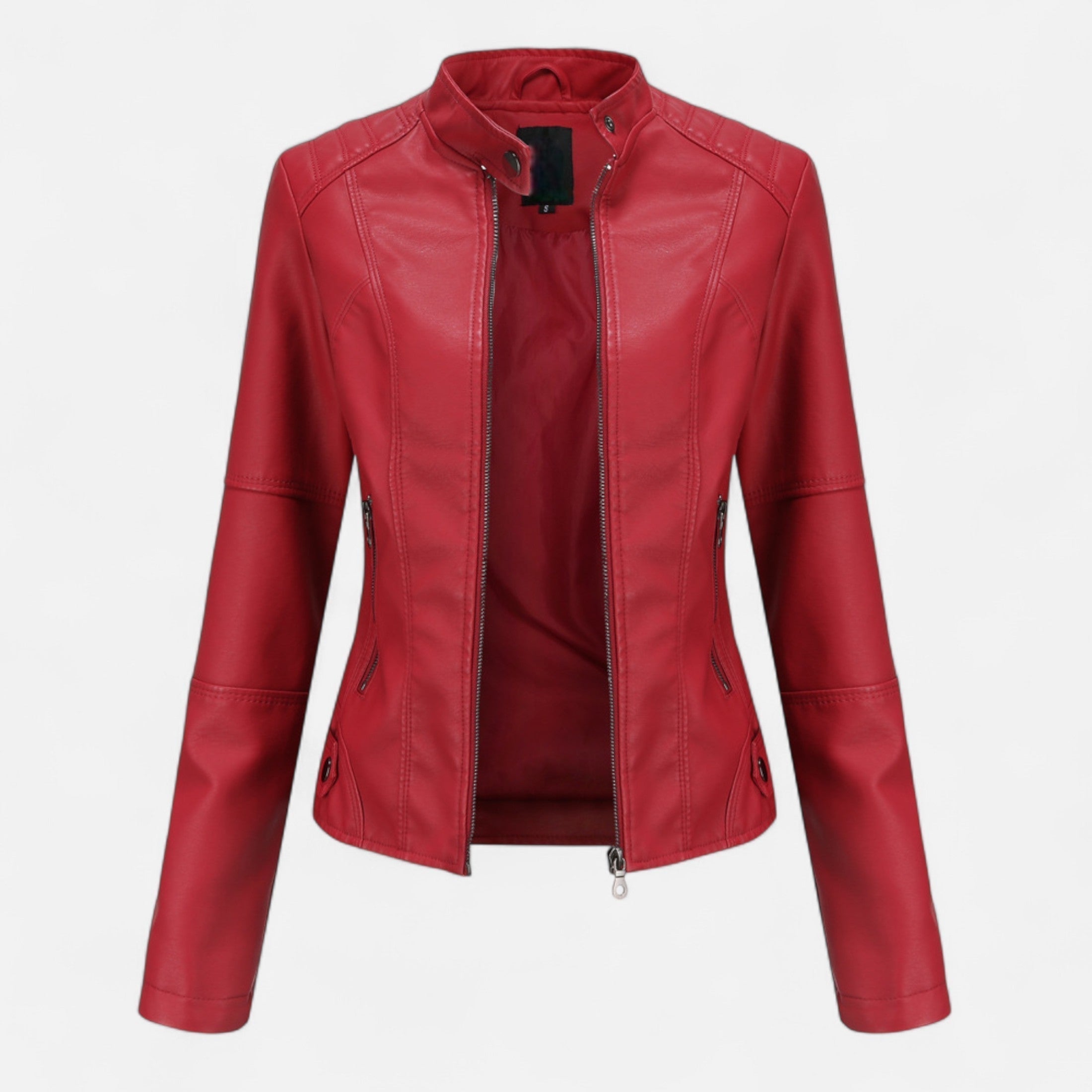 Women's Cropped Zip-Up Leather Jacket