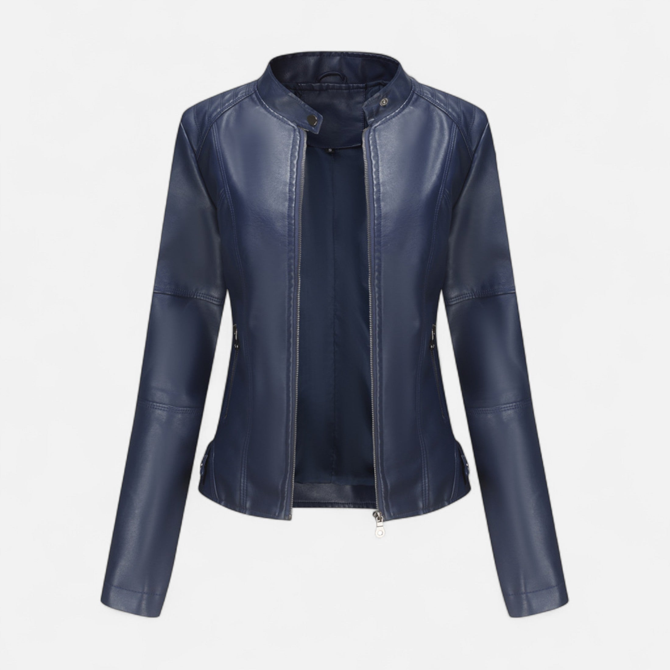 Women's Cropped Zip-Up Leather Jacket