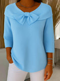 Women's Bow Detail Fitted Sweater - Blue
