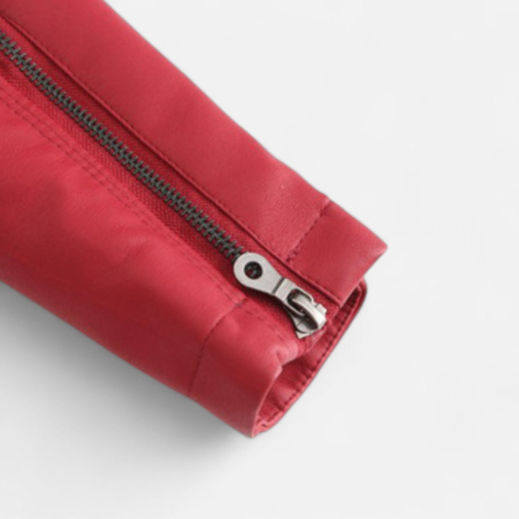 Women's Cropped Zip-Up Leather Jacket