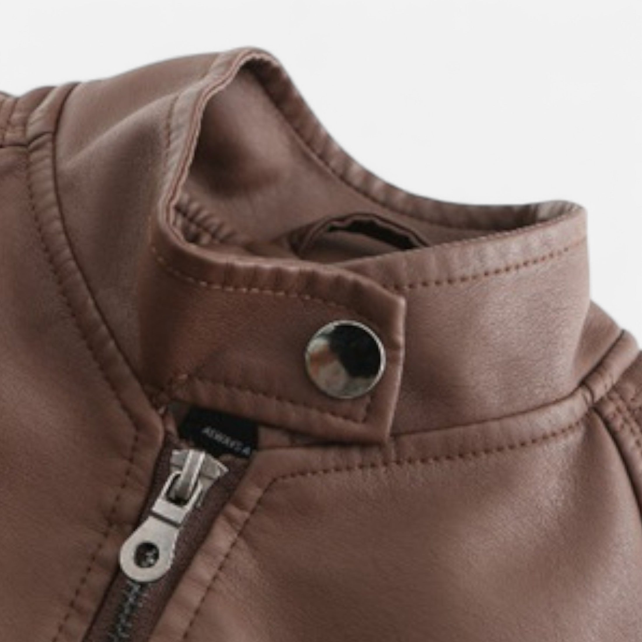 Women's Cropped Zip-Up Leather Jacket