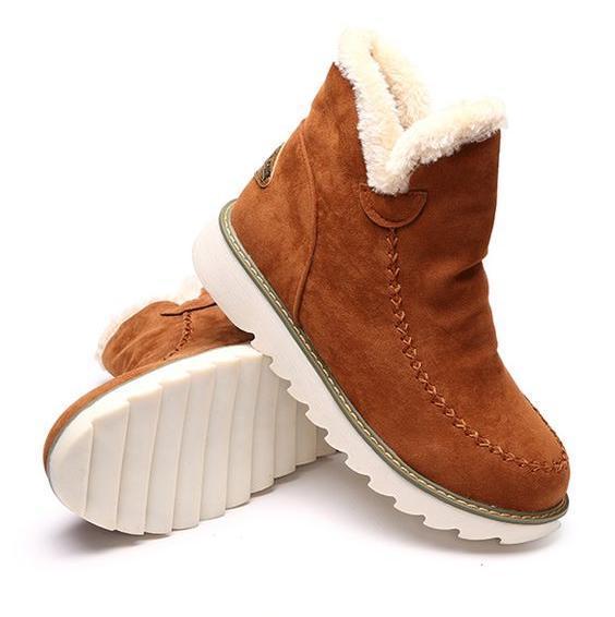Women's Faux Fur Lined Platform Ankle Boots Slip-On Winter Shoes for Daily Wear