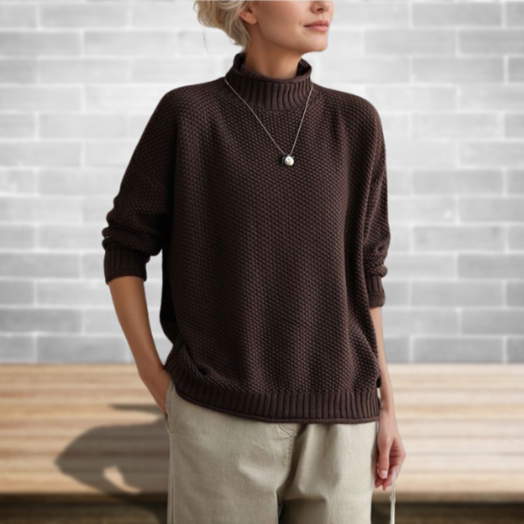 Women's Textured Wool Crew Neck Sweater