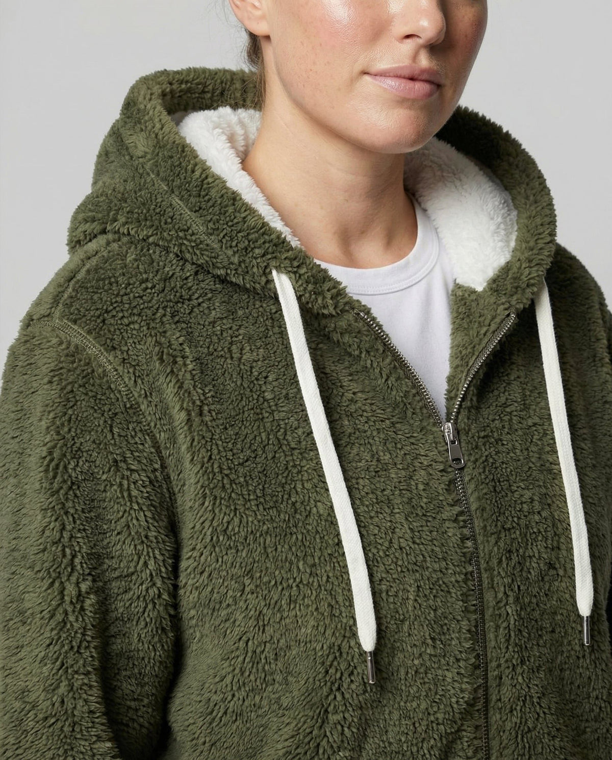 Women's Oversized Fleece Jacket with Sherpa-Lined Hood