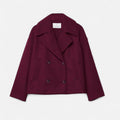 Women's Double-Breasted Cropped Blazer - Wine Red