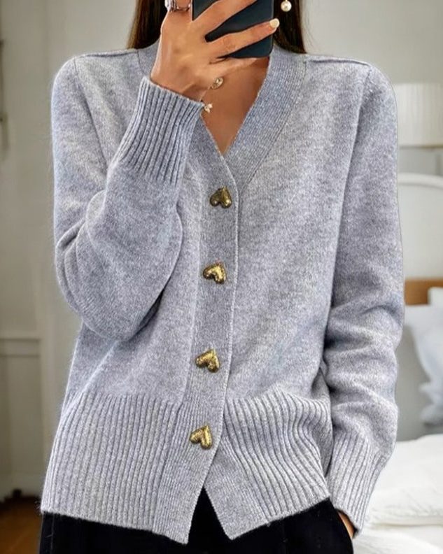 Women's Ribbed Knit Button-Up Cardigan