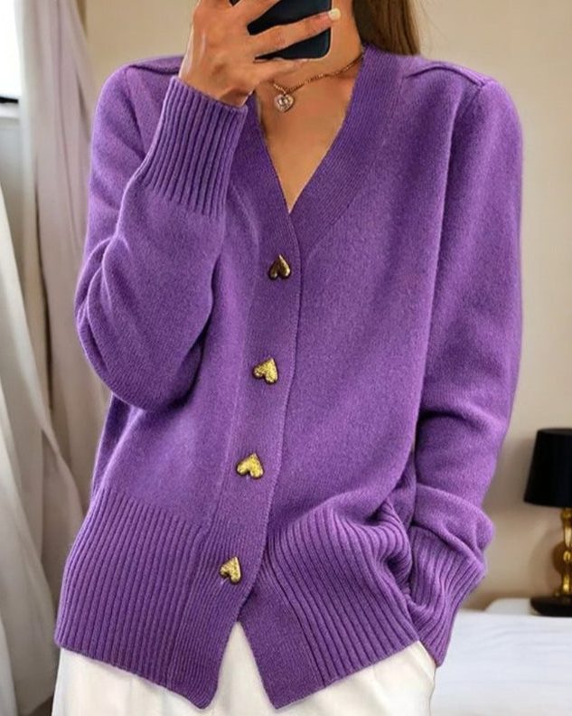 Women's Ribbed Knit Button-Up Cardigan