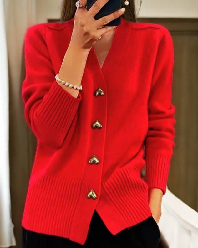 Women's Ribbed Knit Button-Up Cardigan