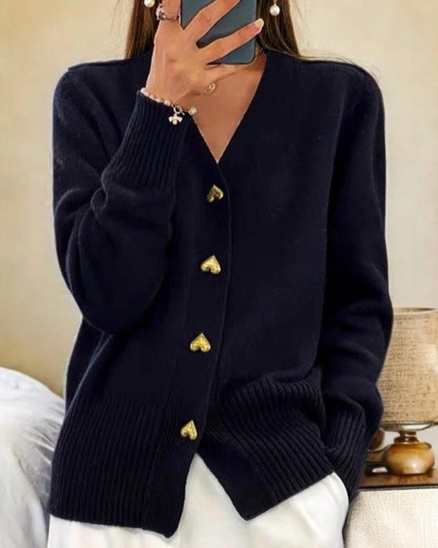 Women's Ribbed Knit Button-Up Cardigan