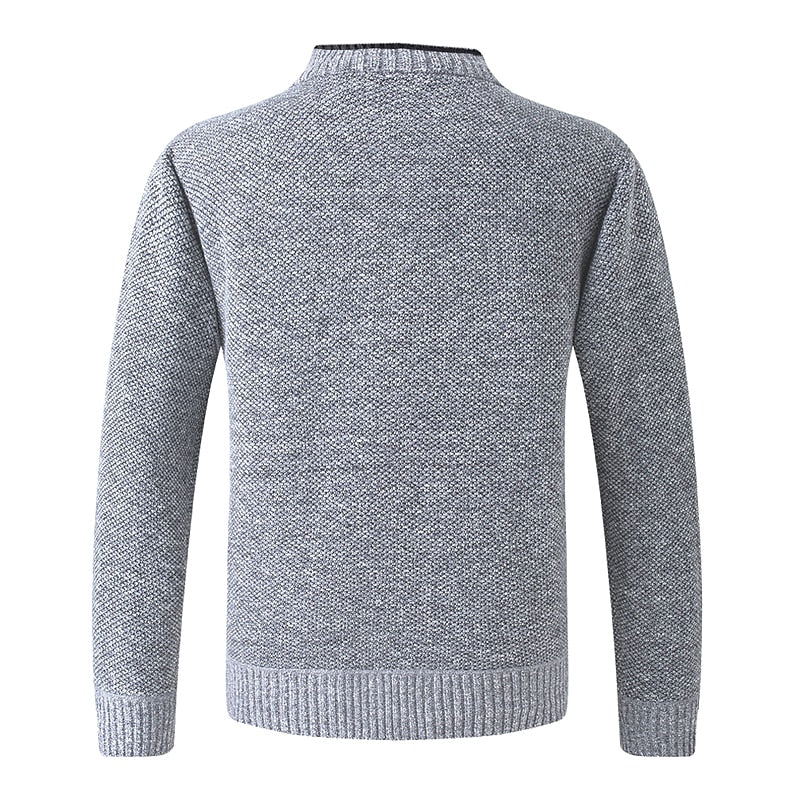 Men's Lined V-Neck Button-Front Cardigan with Pockets