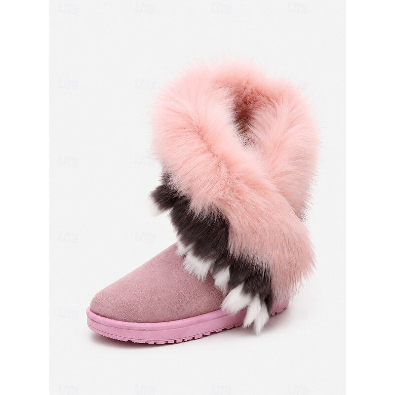 Women's Fluffy-Trim Slip-On Winter Boots