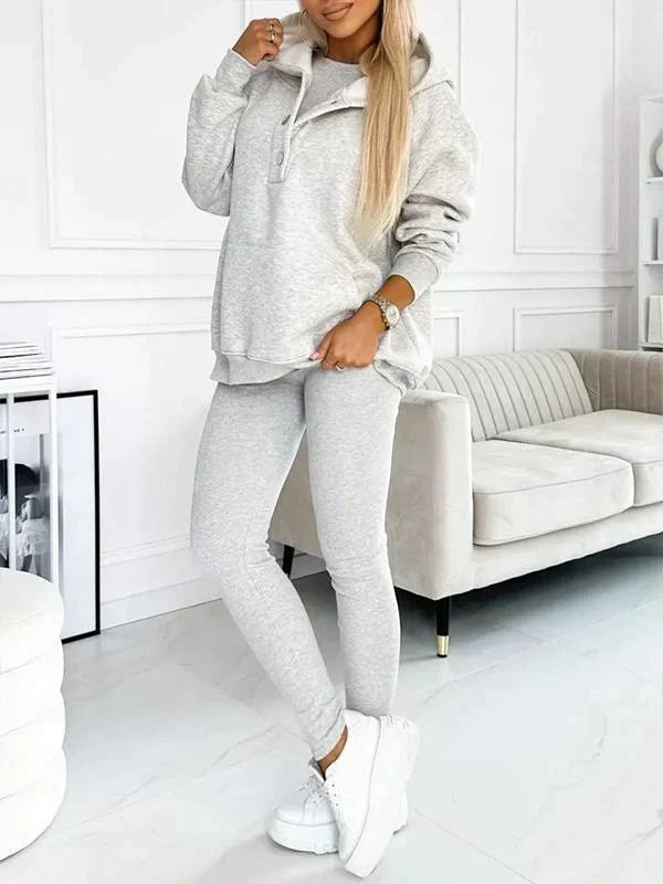 Women's Longline Hooded Sweatshirt and Leggings Set