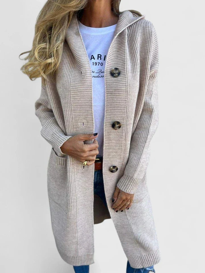 Women's Longline Button-Front Cardigan with Pockets