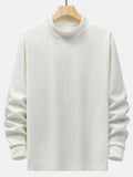 Men's Fine Ribbed Stretch Mock Neck Sweater - White