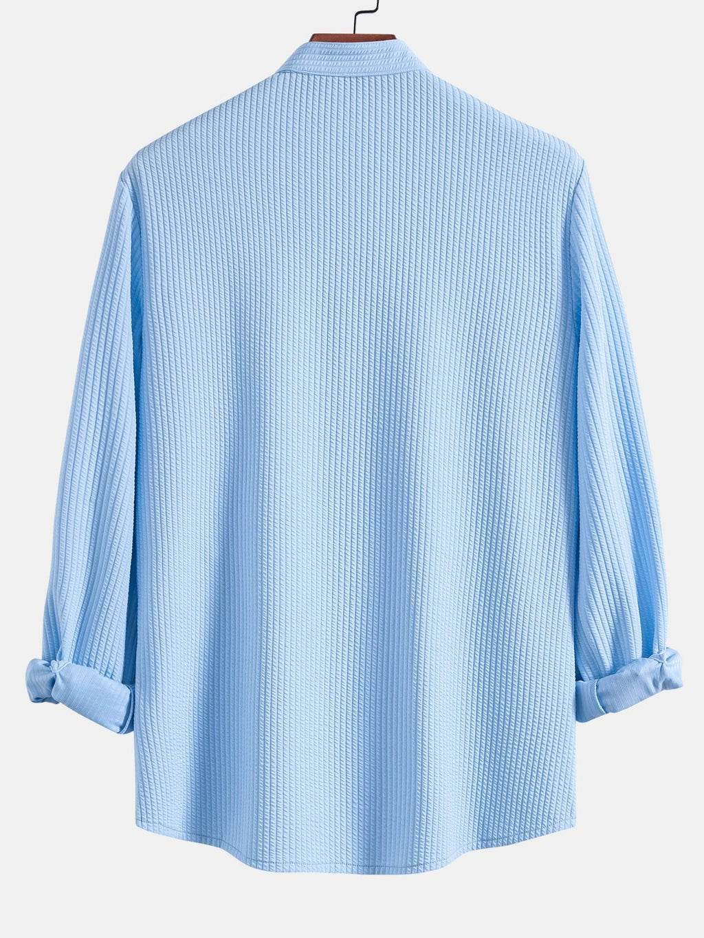 Men's Ribbed Stand-Collar Shirt and Trousers Set