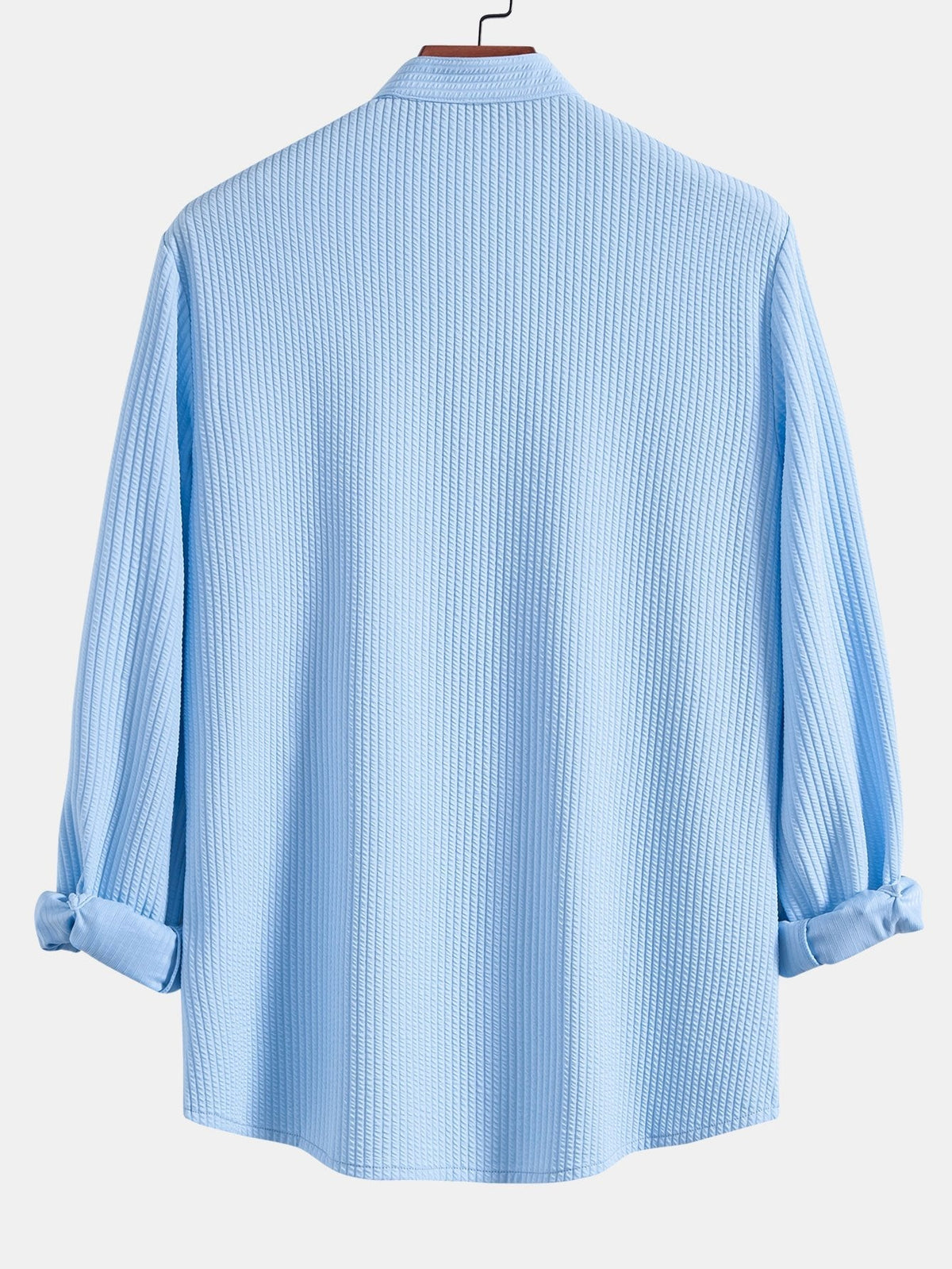 Men's Ribbed Stand-Collar Shirt and Trousers Set
