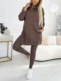 Women's Longline Hoodie and Leggings Set - Black