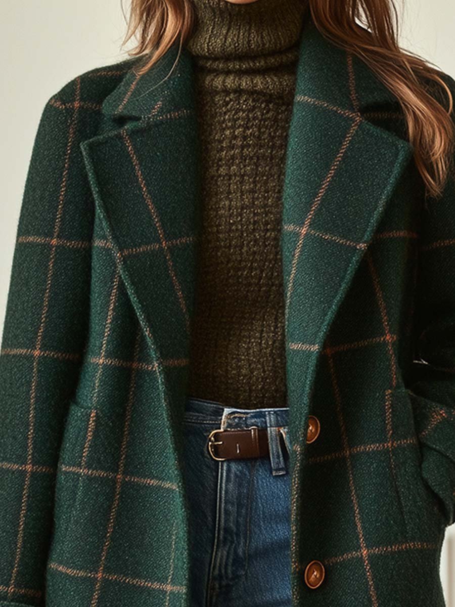 Women’s Retro Tweed Check Coat