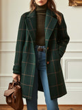 Women’s Retro Tweed Check Coat - Dark Green