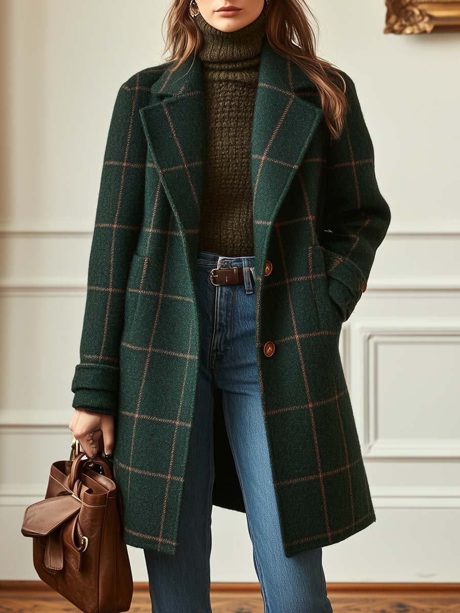 Women’s Retro Tweed Check Coat