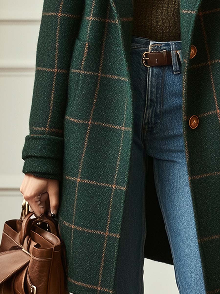 Women’s Retro Tweed Check Coat