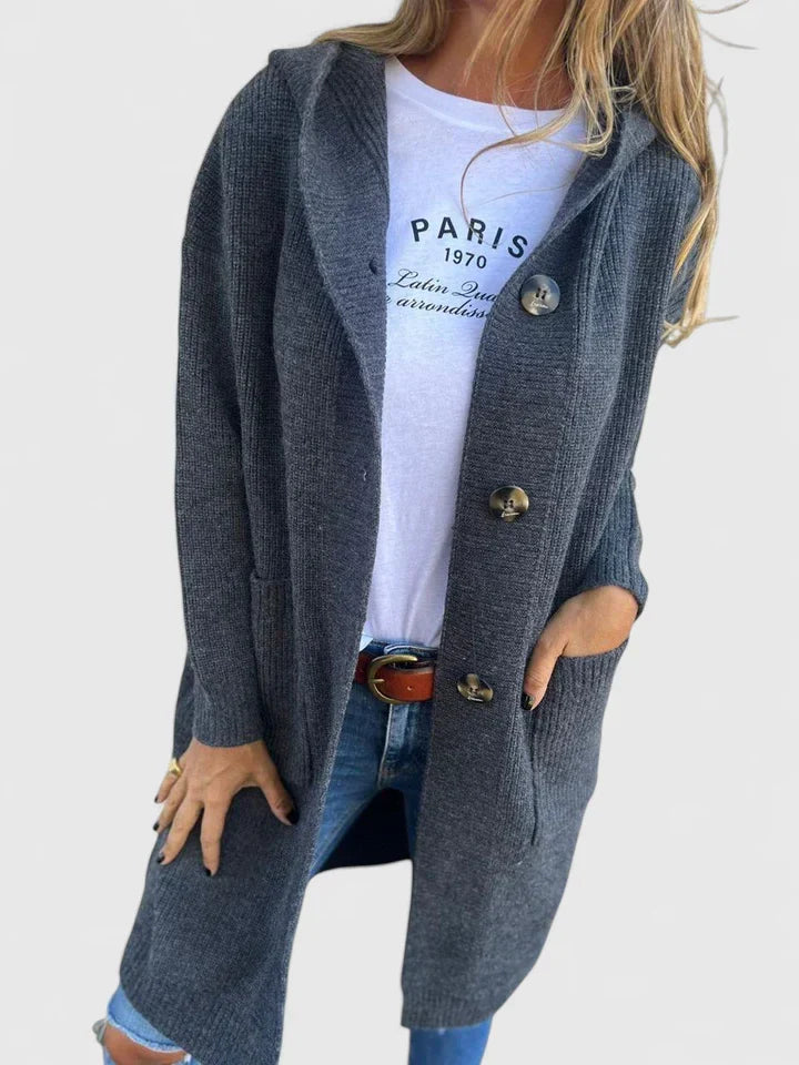 Women's Longline Button-Front Cardigan with Pockets