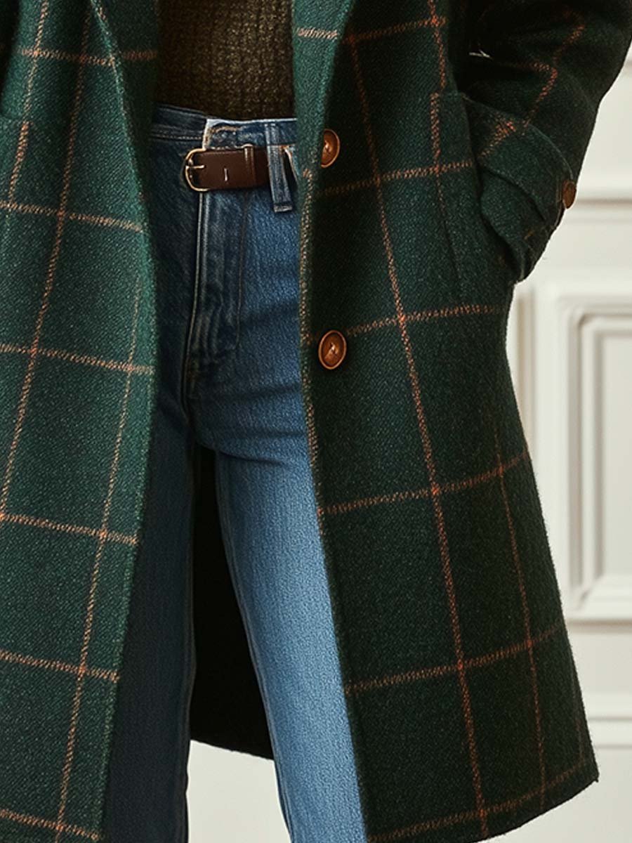 Women’s Retro Tweed Check Coat