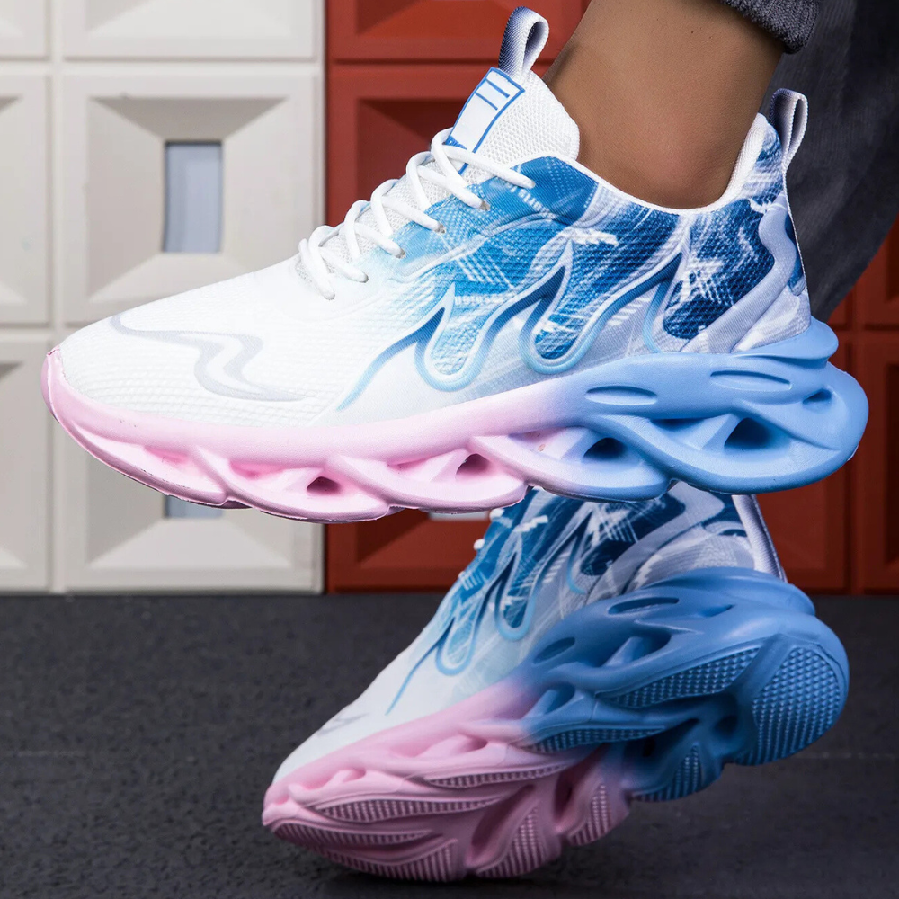 Men's Lightweight Mesh Running Trainers with Cushioned Sole - Light Pink