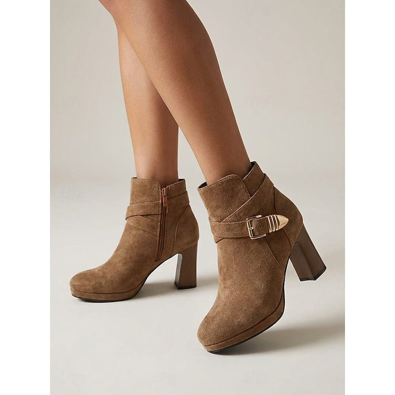 Women's Buckle-Strap Platform Ankle Boots