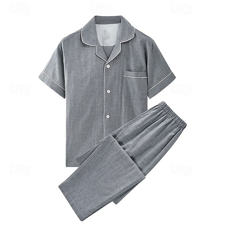 Men's Relaxed Lapel Two-Piece Set - Gray