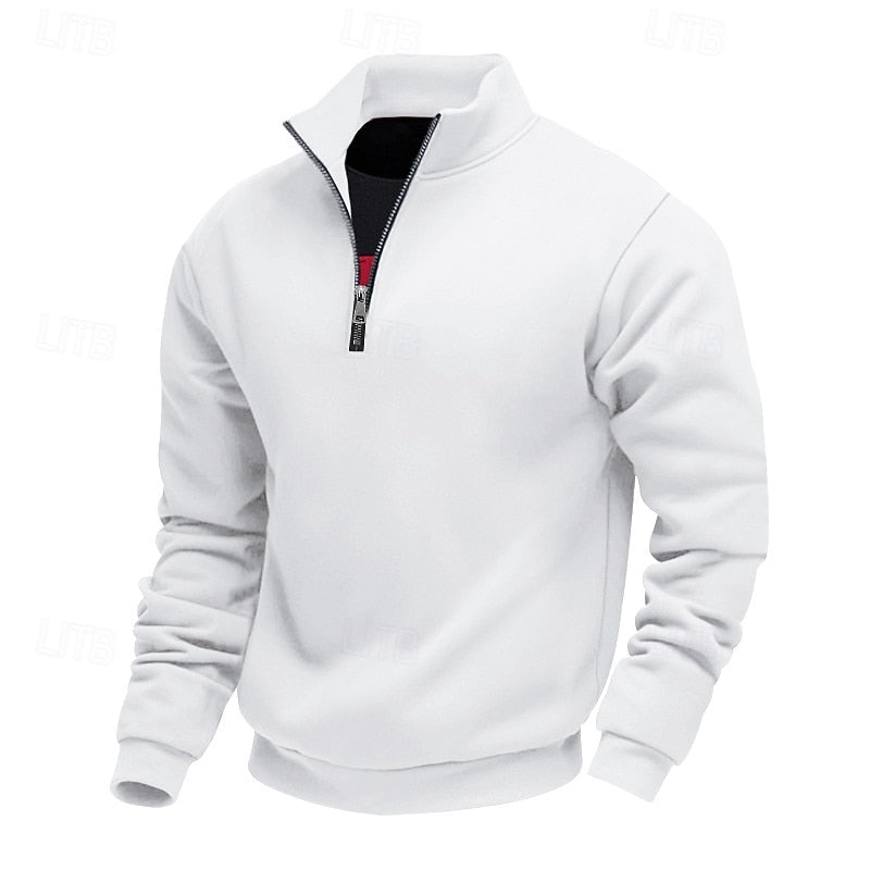 Women's Classic Quarter-Zip Relaxed Pullover Sweatshirt - White
