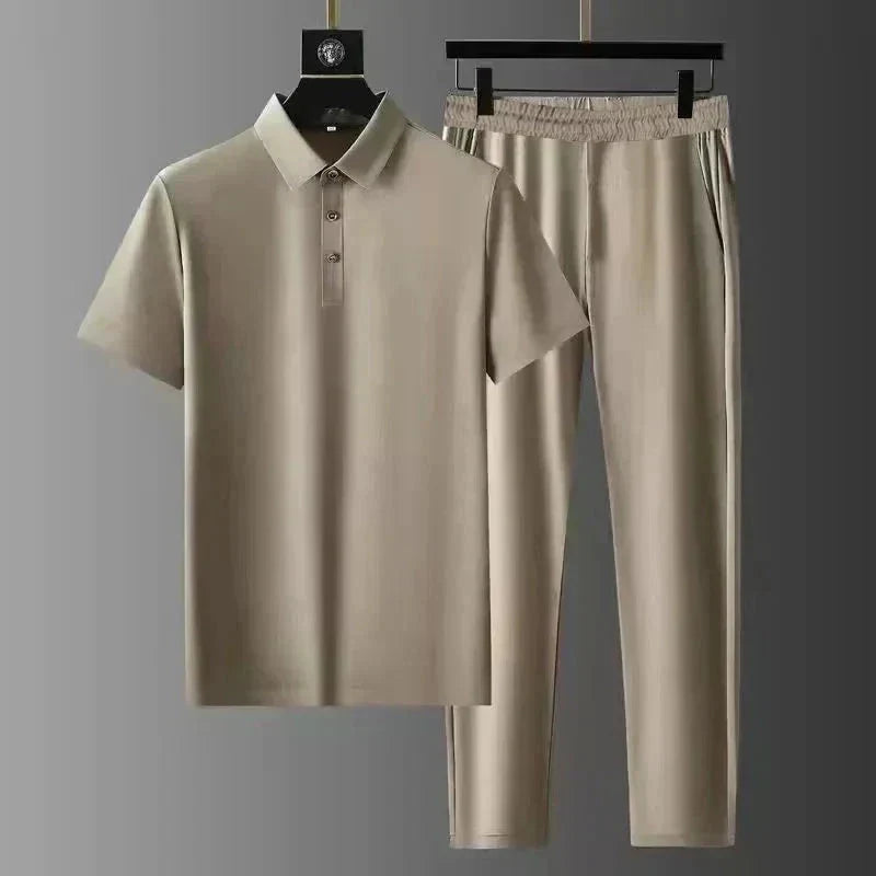 Men's Polo Shirt and Trousers Set - Khaki