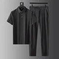 Men's Polo Shirt and Trousers Set - Black