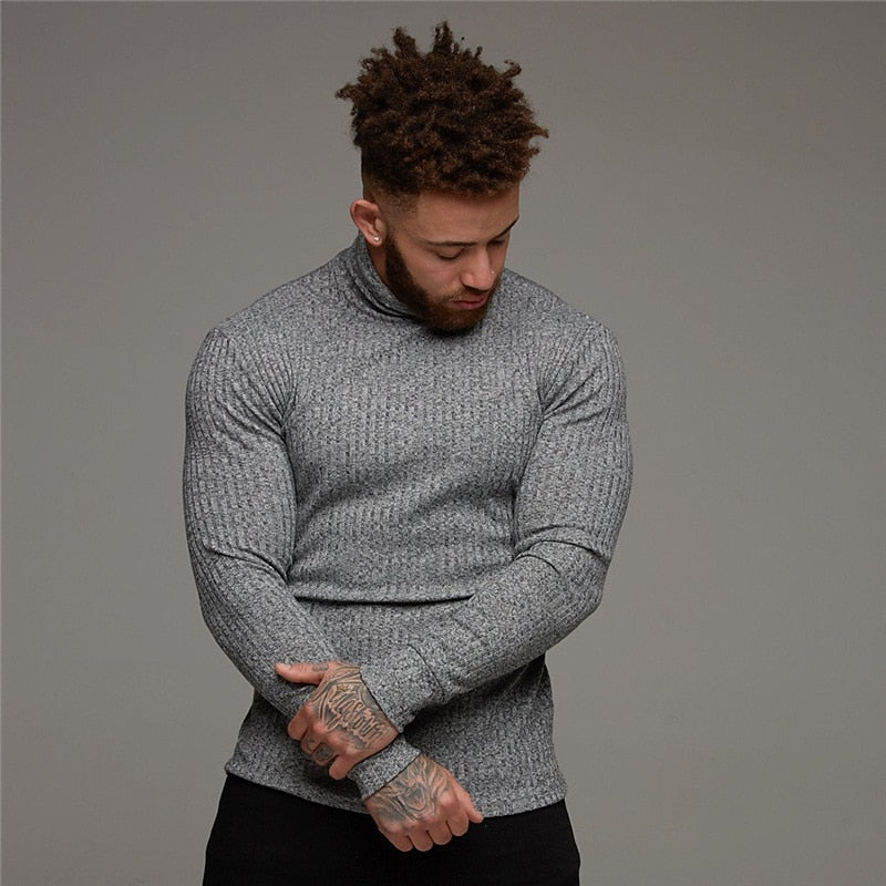 Men's Lightweight Ribbed Turtleneck Sweater