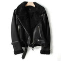 Women's Sherpa-Lined Cropped Biker Jacket